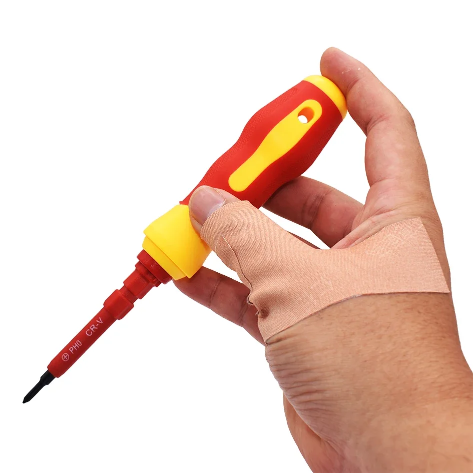 Conjunto de chave de fenda para eletricista, 15 polegadas, 1 vde, elétrica, totalmente isolada, alta tensão, tipo cabeça multi-parafuso