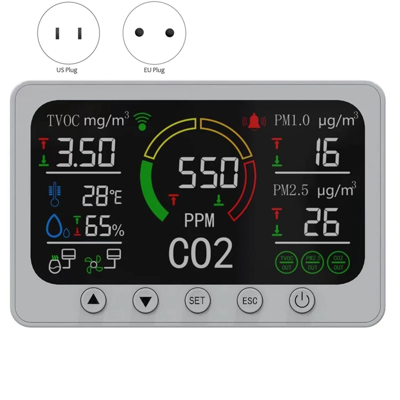 

PT02 Smart CO2 Meter Air Quality Monitor With Large LCD Display WIFI Control Carbon Dioxide Sensor Tester