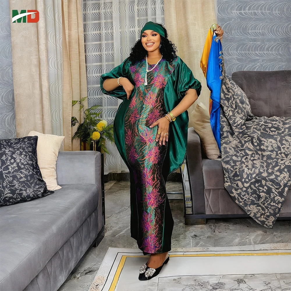 MD Afrikanische Kleider Für Frau Plus Größe Türkei Kleid Muslimischen Stickerei Kleid Hochzeit Party Boubou Robe Weihnachten Afrika Kleidung