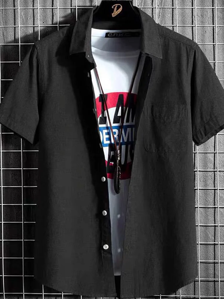 

Men's Slim Fit Pure Cotton Shirt Summer Thin Short Sleeve Oxford Cloth Workwear Casual Fashionable Breathable Cool Feeling