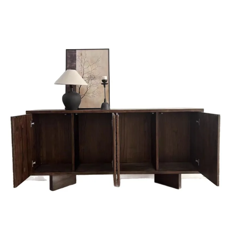 Wabi-sabi elm side cabinets, household storage lockers, solid wood furniture