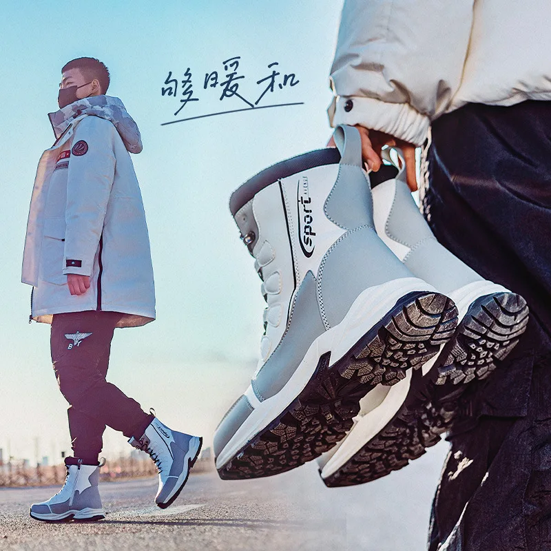 Sepatu Bot Motor Musim Dingin Pria Wanita Tahan Air Anti Dingin Kulit Sepatu Bot Salju Anti Selip