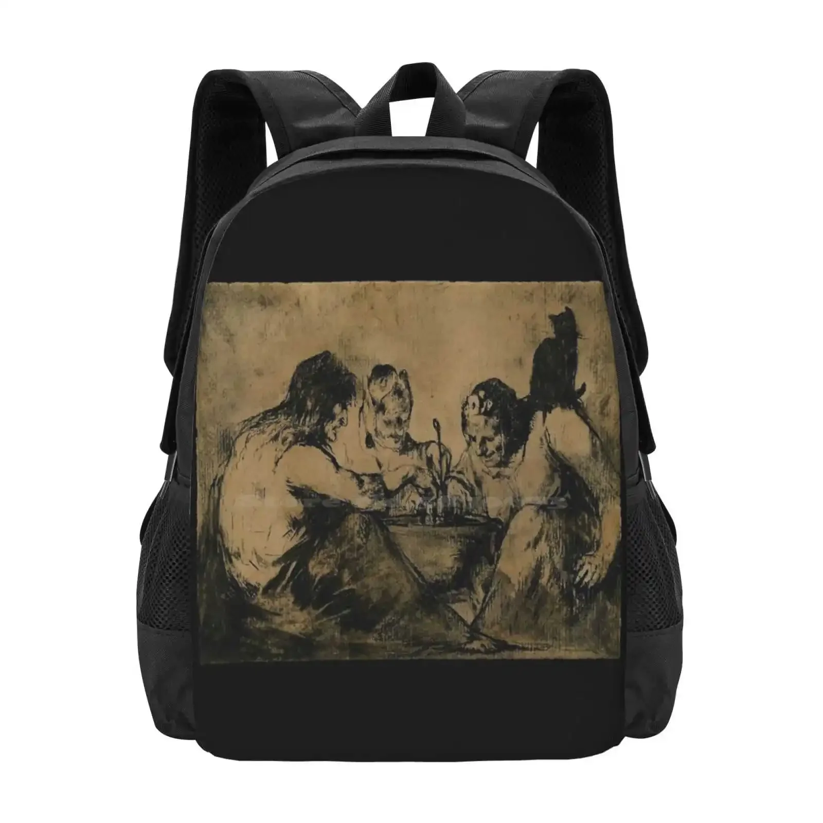 

Three Witches Brew Hot Sale Schoolbag Backpack Fashion Bags Three Theodule Ribot Witches Sabbath Black Measure Fair Scary Weird