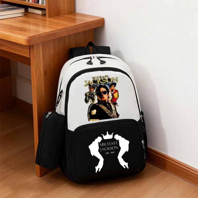 Michael Jackson Singer MJ Backpack Children School Bags for Boys Men Large Bookbag 2pcs Set with Pencil Case Harajuku Knapsack
