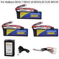 Upgrade 11.1V 2800mAh 3S LiPo Battery with charger for Walkera DEVO 7 DEVO 10 DEVO12E F12E WFLY9 RadioLink AT9 AT10 Transmitter