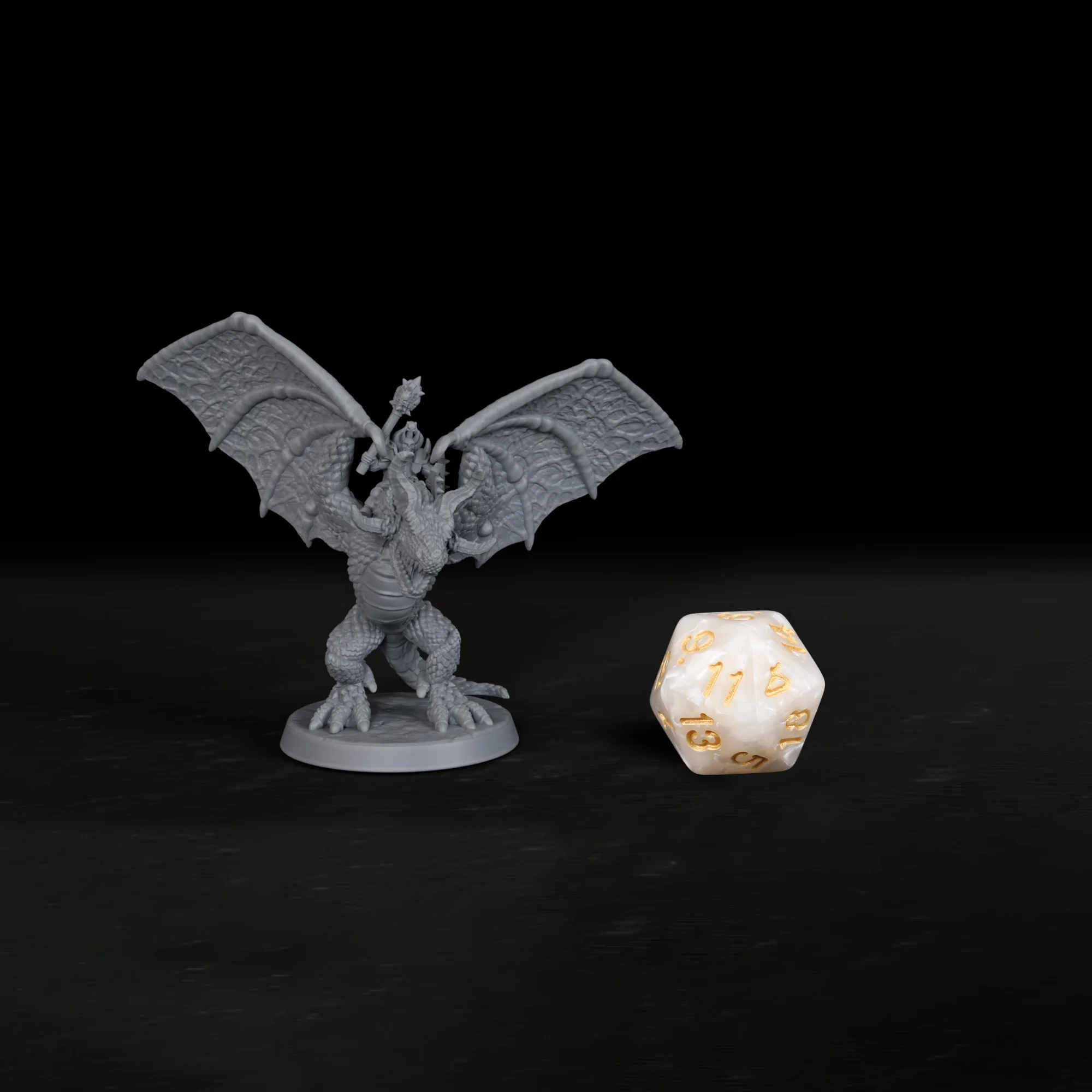 RPG Knight on Wyvern Miniature Set - Unpainted TTRPG Dragon  Figure, Removable Base, Ideal for Fantasy Diorama Terrain Scenarios view 2