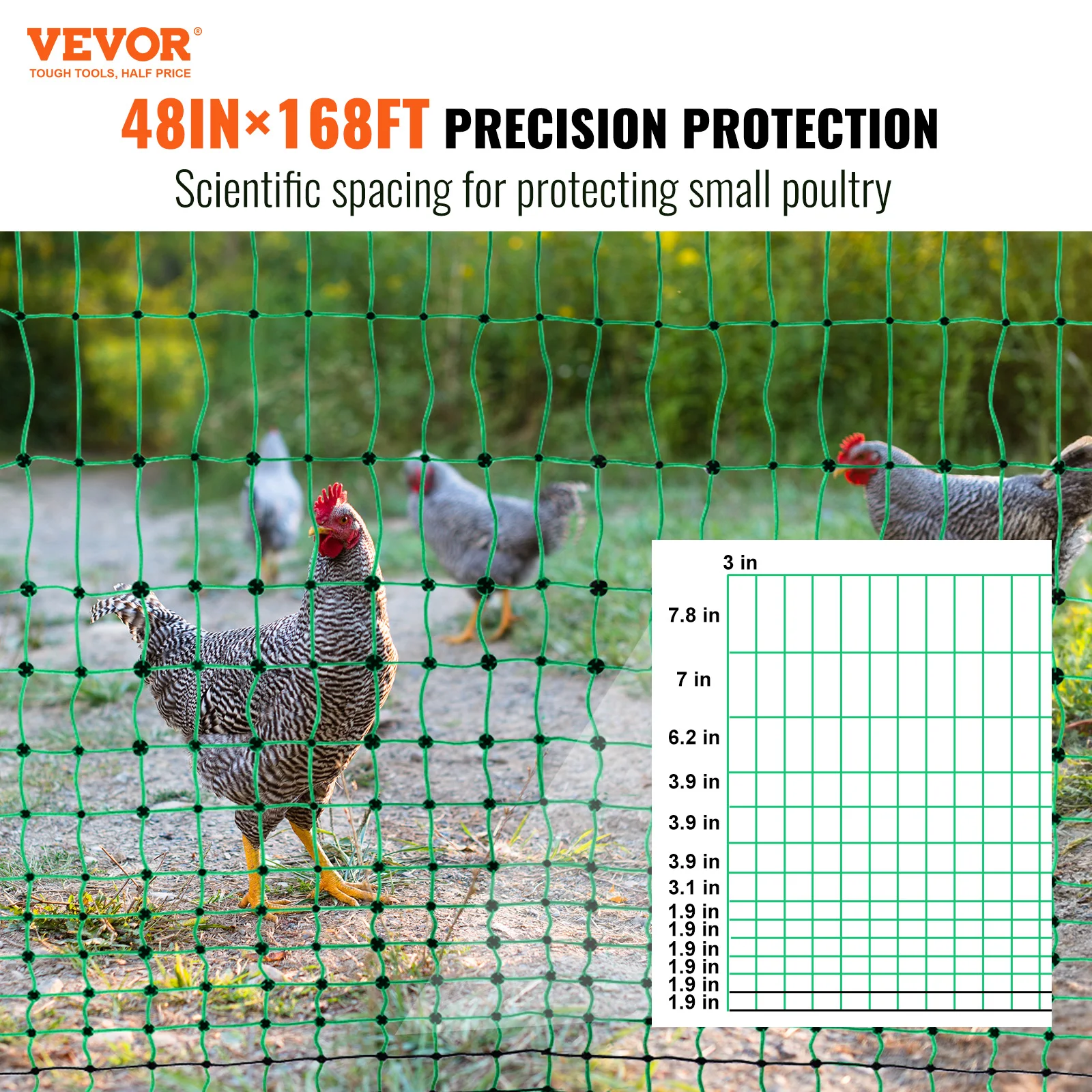 VEVOR Electric Fence Netting PE Net Fencing with Posts Double-Spiked Stakes Utility Portable Mesh for Goats Sheep Lambs Deer Hog