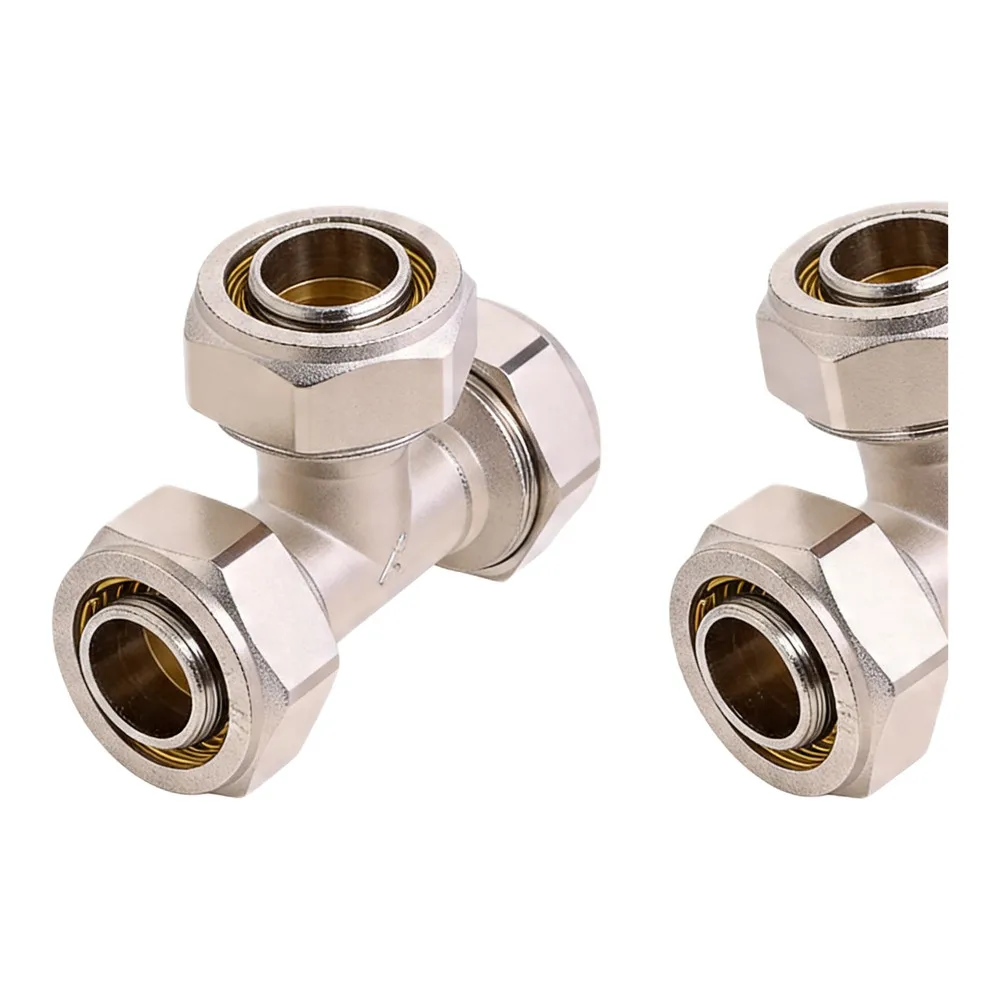 3/4 Inch Tee Fitting Kit for Air Distribution Networks Made from Nickel Plated Brass for Long Term Reliability