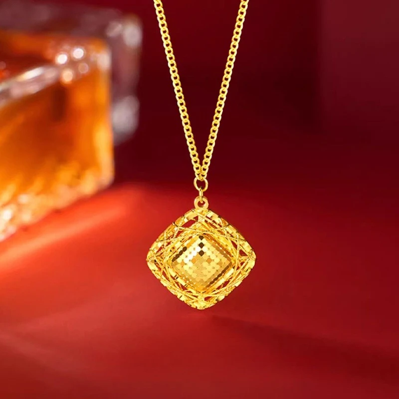 

Kt18 Gold Color Sparkling Diamond Shaped Pigeon Egg Necklace Chain for Women Luxury Necklace Ring Party Birthday Jewelry Sets