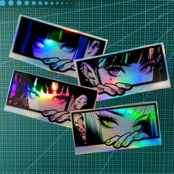 Reflective Laser Anime Peeking Eyes JDM Motorcycle Stickers Waterproof Motorbike Fuel Tank Electric Scooter Laptop Vinyl Decals