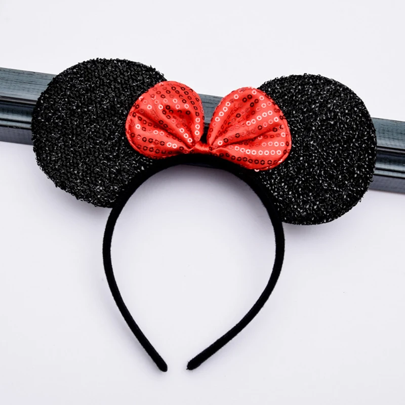 Disney Minnie Ears Black Sequin Pink Headbands Hallowee Birthday Party Ball Dress Up Supplies Favors Kids Mom Hair Accessories