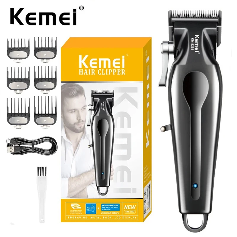 

Kemei 2292 Barber Fade Hair Clipper Professional Electric Cordless Hair Trimmer Men Rechargeable Powerful Hair Cutting Machine