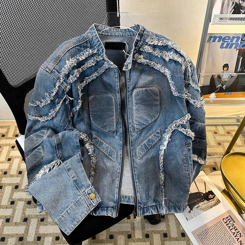 

Мужская кожаная куртка в стиле ретро с декоративными элементами, молодежная, свободного кроя, зимняя, с длинными рукавами, воротником-стойкой, в традиционном американском стиле, крутая