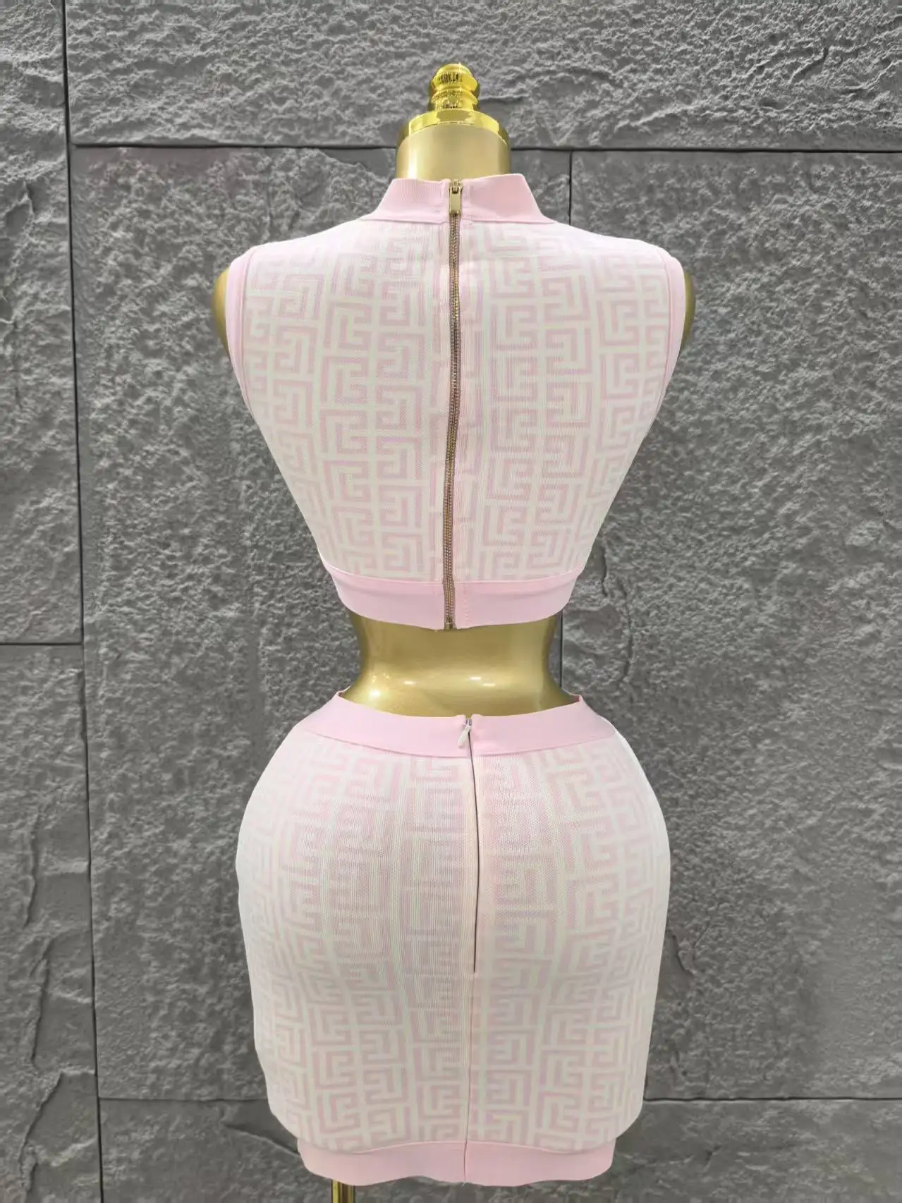 Ensemble de bandes de luxe de haute qualité, 2 pièces, rose, noir, pour filles, ensemble de rue, moulant, fête d'anniversaire, haut court, jupe Slim