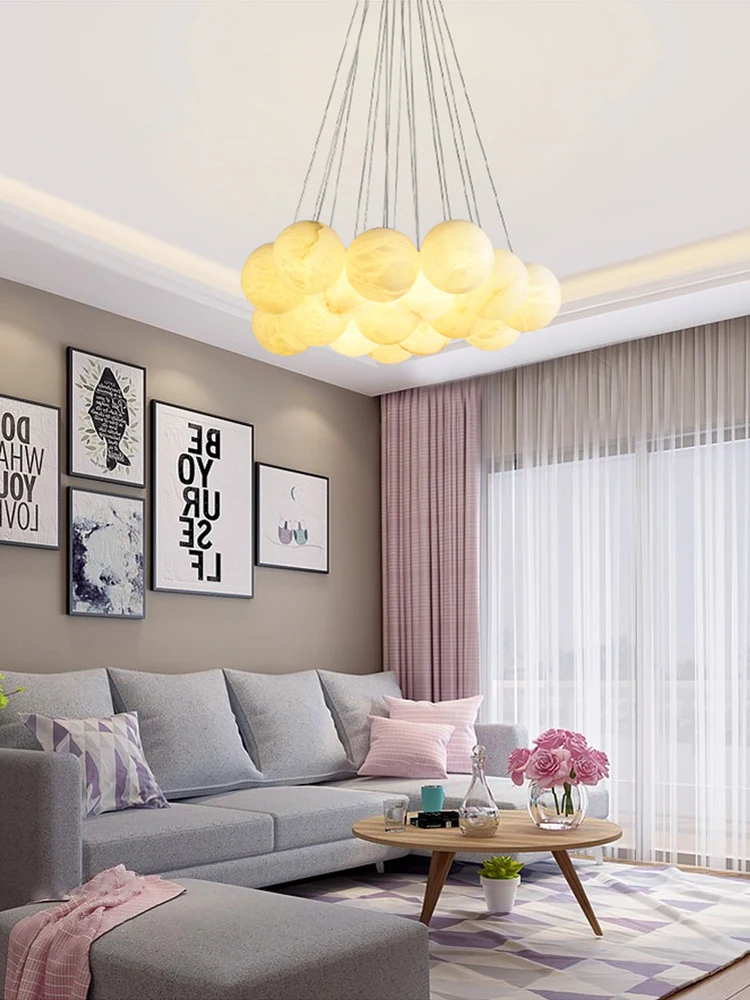 

Modern minimalist marble round LED chandelier, lustre living room, dining room home ceilings lighting decorative chandelier.