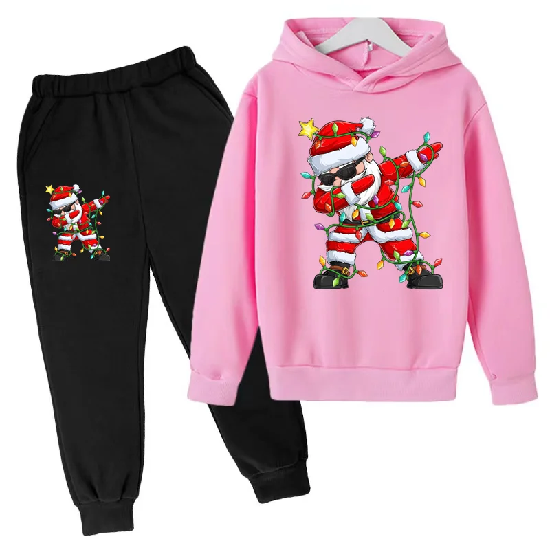 

Kids Pullover New Year Gift Santa Hoodie Boys Girls Toddler 3-12 Years Sweatshirt+Pants 2P Casual Fashion Charming Tracksuit Set