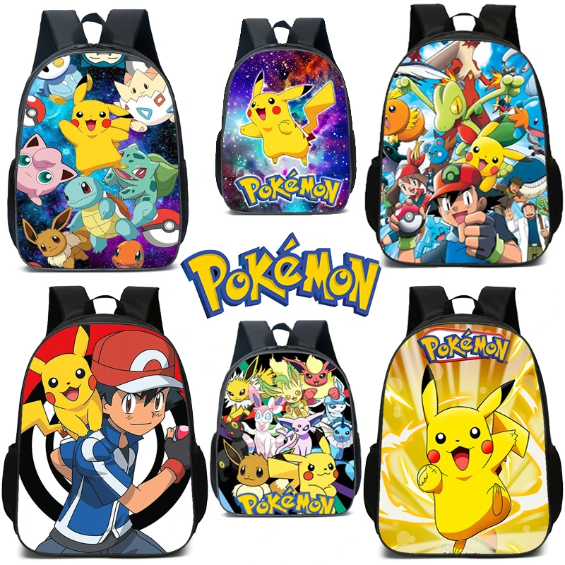 MINISO Kawaii Pokemon Backpack Pikachu Student School Bag Pencil Case Children's Gifts Cartoon Sports Backpack SchoolBag Mochila