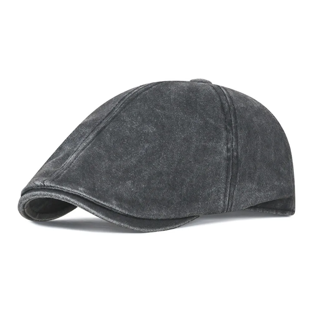 Side Letter Sticker Newsboy Cap Solid Color Short Brim Duckbill Hats Breathable Cotton British Painters Hat for Men Women