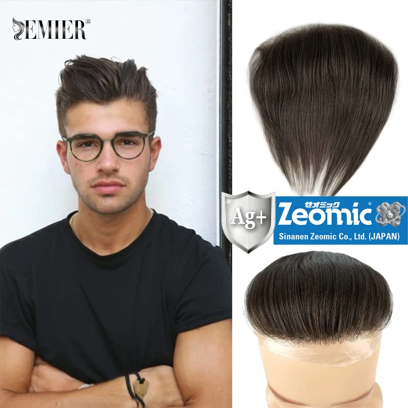 Thin Skin V Shape Forehead Human Hairline Men Toupee Frontal Human Hair Piece For Men Brazilian Natural Hair Replacement System