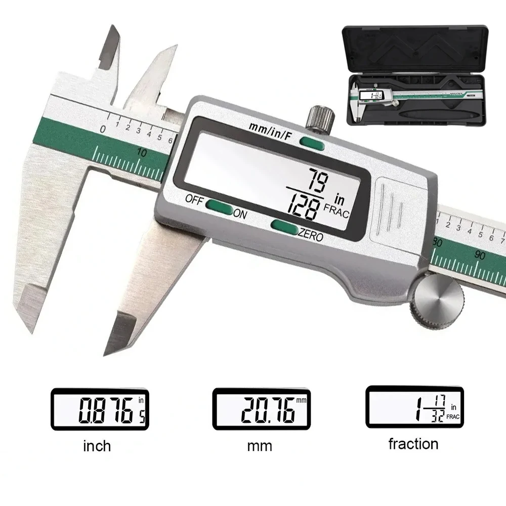 ET50 Stainless Steel Caliper 6 Inch Digital Caliper Fraction/MM/Inch 0.01mm High Precision Measuring Tool Digital Calibrator