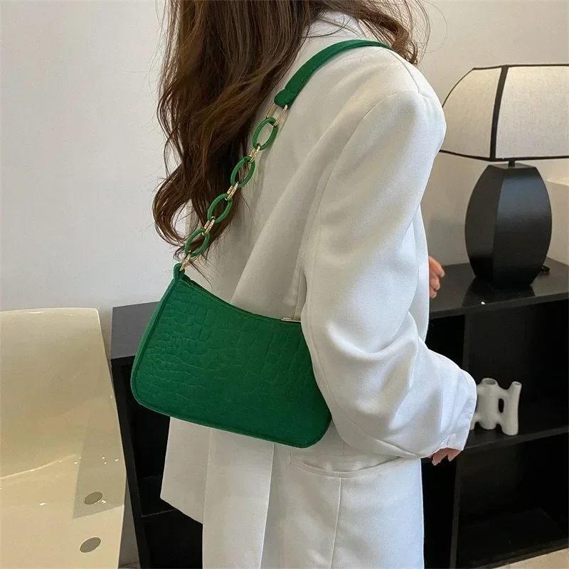 Fashion Vintage Women Subaxillary Bag PU Leather Texture Shoulder Crossbody Bags Retro Female Shopping Underarm Handbag Totes