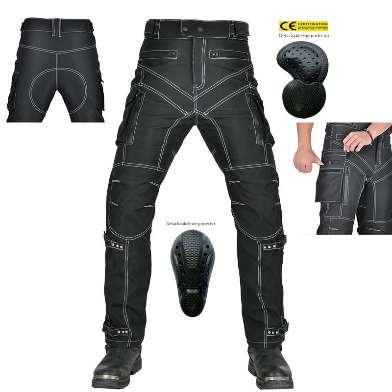 

Motorcycle Riding Pants Anti-drop Multi-pocket Waterproof Trousers Anti-drop High-waisted Motorcycle Pants for Four Seasons