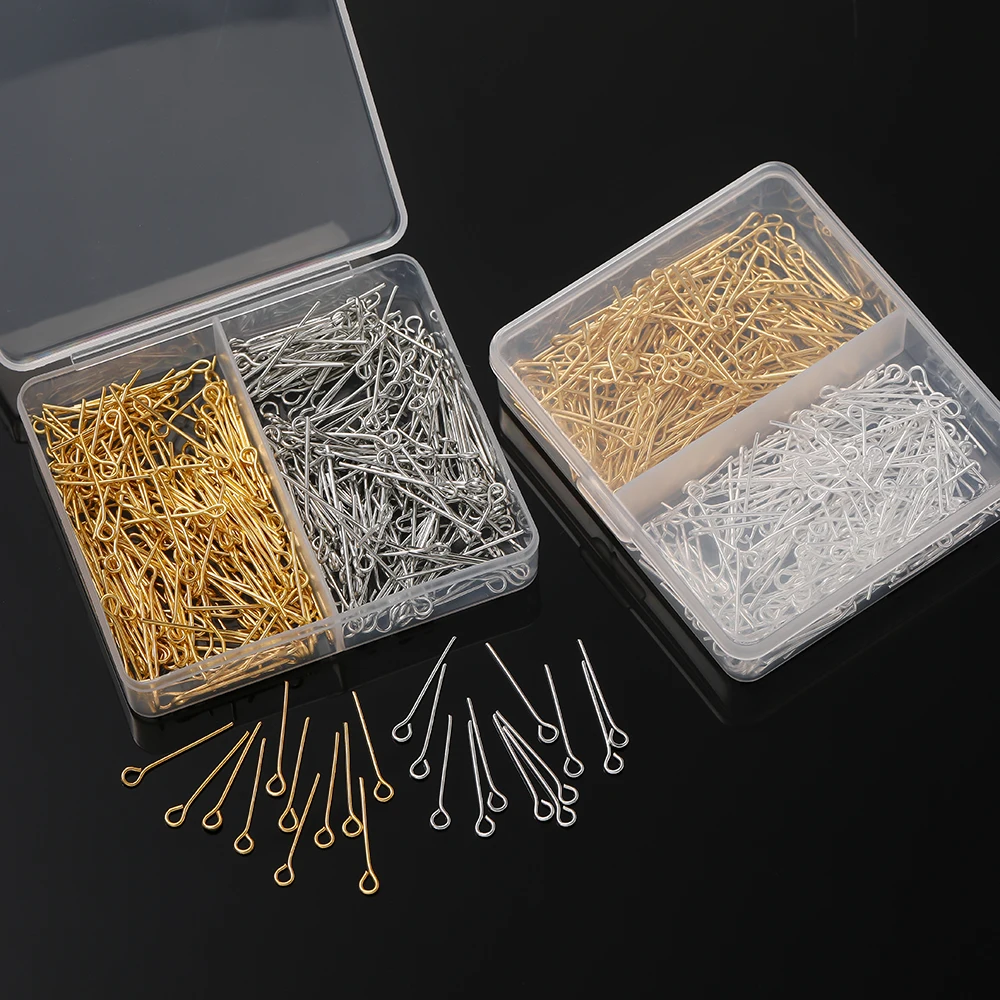 400pcs/Box 20mm Flat/Eyes/Ball Head Pins Needles Headpins Connector for Earrings Bracelet Pendant Jewelry Making Accessories