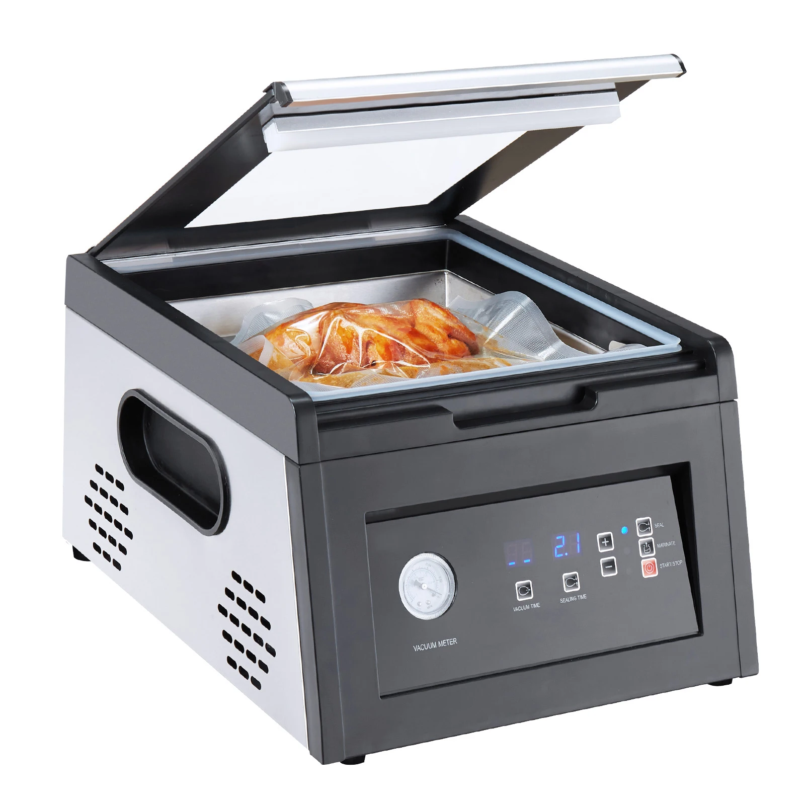 SucceBuy Scelleuse sous vide à chambre 380W avec longueur de scellage de 11,5 pouces, machine d'emballage sous vide à pompe pour usage domestique, pour aliments humides et viandes