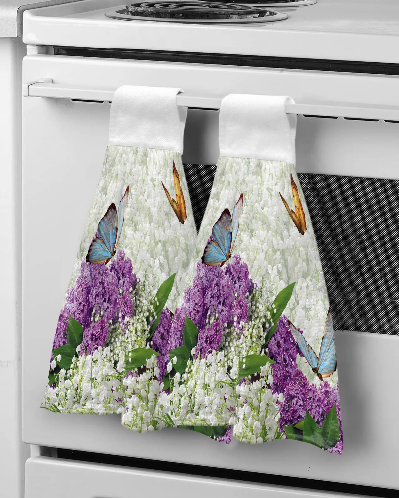 Flowers Bouquet Butterfly Hand Towel Household Absorbent Kitchen Towel Lazy Rag Wipe Towel Microfiber Hand Towel