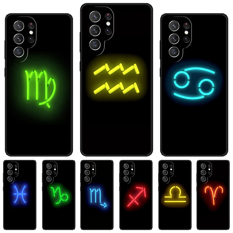 Neon Zodiac Signs phone case For Samsung Galaxy S24 S25 S23 S22 Ultra Note 10 20 Plus S20 S21 FE Cover