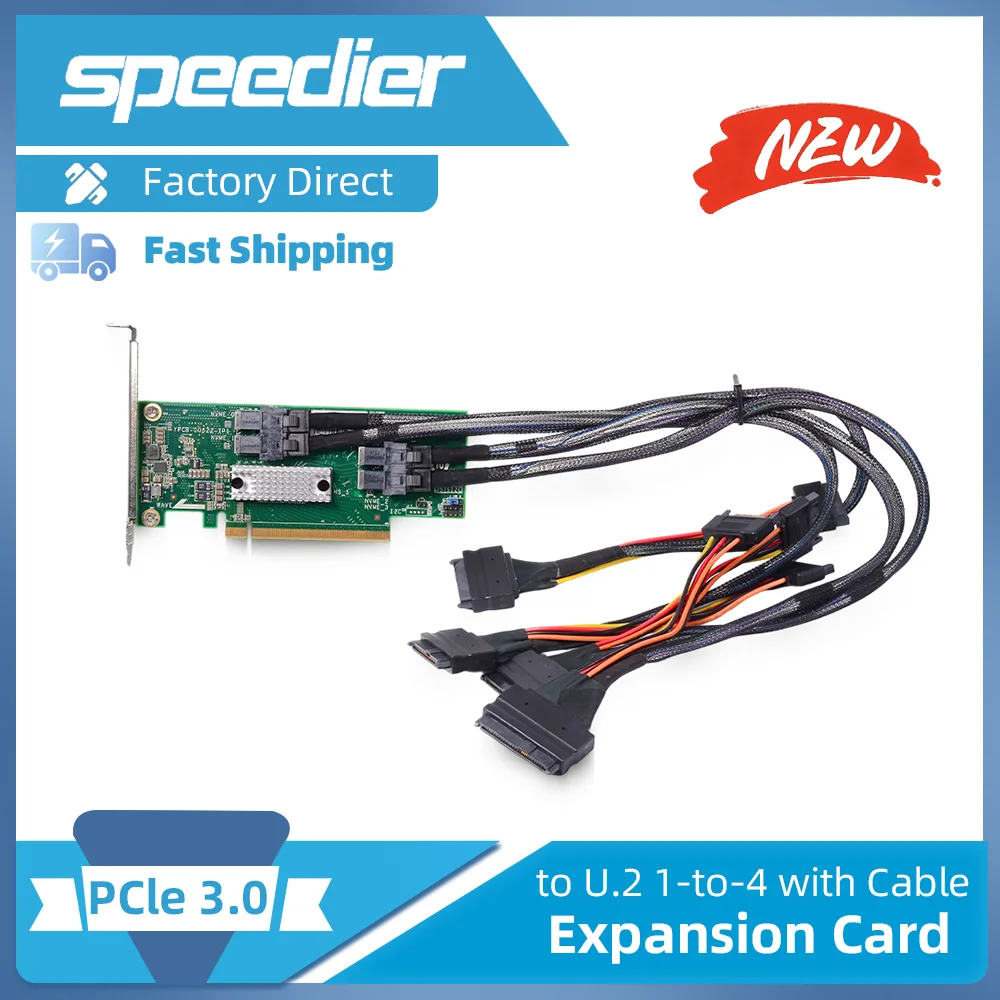 

PCIe3.0 To U.2 1 To 1/2/4 Adapter Card Baseplate X4 Speed Riser Cable for Graphics Cards External Expansion SFF-8654