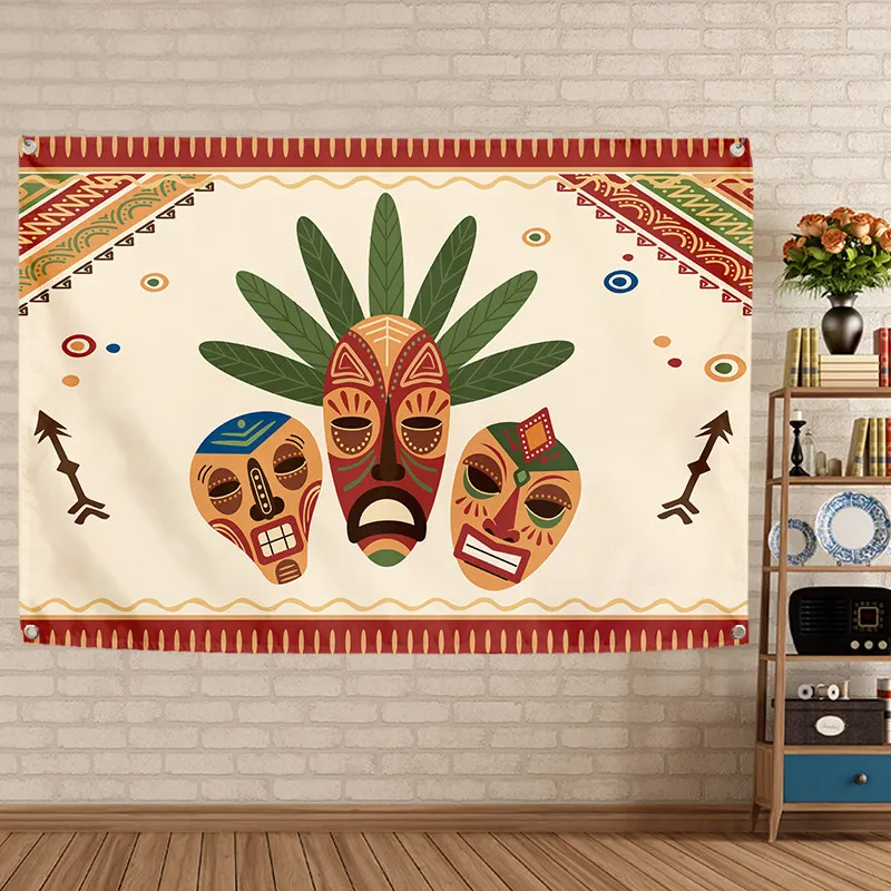 African Drum Percussion Music Tapestry Ethnic Style Musical Instrument Home Decor for Bedroom & Living Room Background Cloth