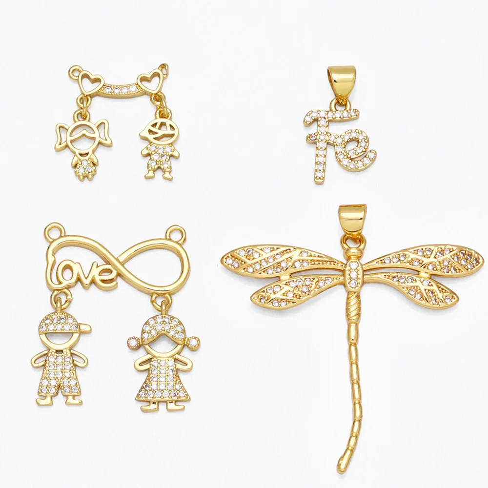 OCESRIO grand libellule collier pendentif CZ plaqué or cuivre infini amour FE garçon fille bijoux artisanat en gros pdta699