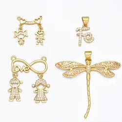 OCESRIO Large Dragonfly Necklace Pendant CZ Gold Plated Copper Infinity Love FE Boy Girl Jewellery Crafts Wholesale pdta699