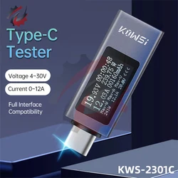 KWS-2301C DC 4-30V  Voltmeter  Ammeter Power Meter Type-C Voltage Current Power Tester Monitor Mobile Phone Charging Detector