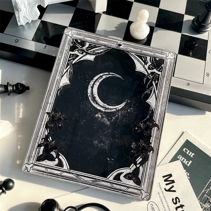واقي حافظة بطاقات صغيرة، حافظة بطاقات ليلية على شكل قمر أسود جمالي على الطراز القوطي، حافظة بطاقات محمولة للصور القابلة للجمع #6