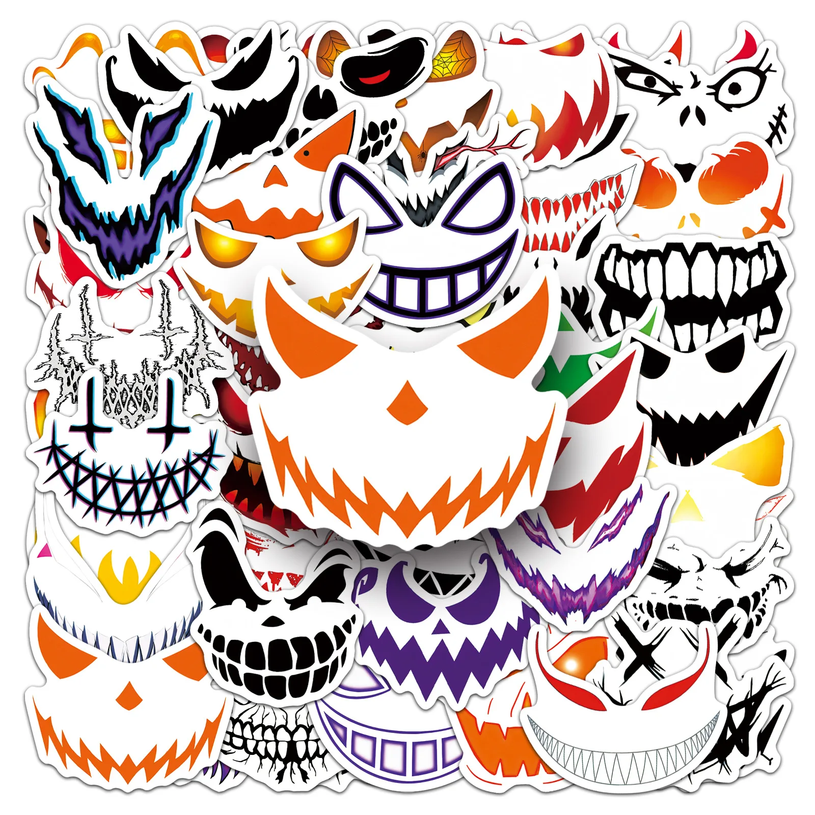 50pcs Halloween Spooky Grimace Doodle Stickers For Phone Case Tablet Skateboard Gothic Decor