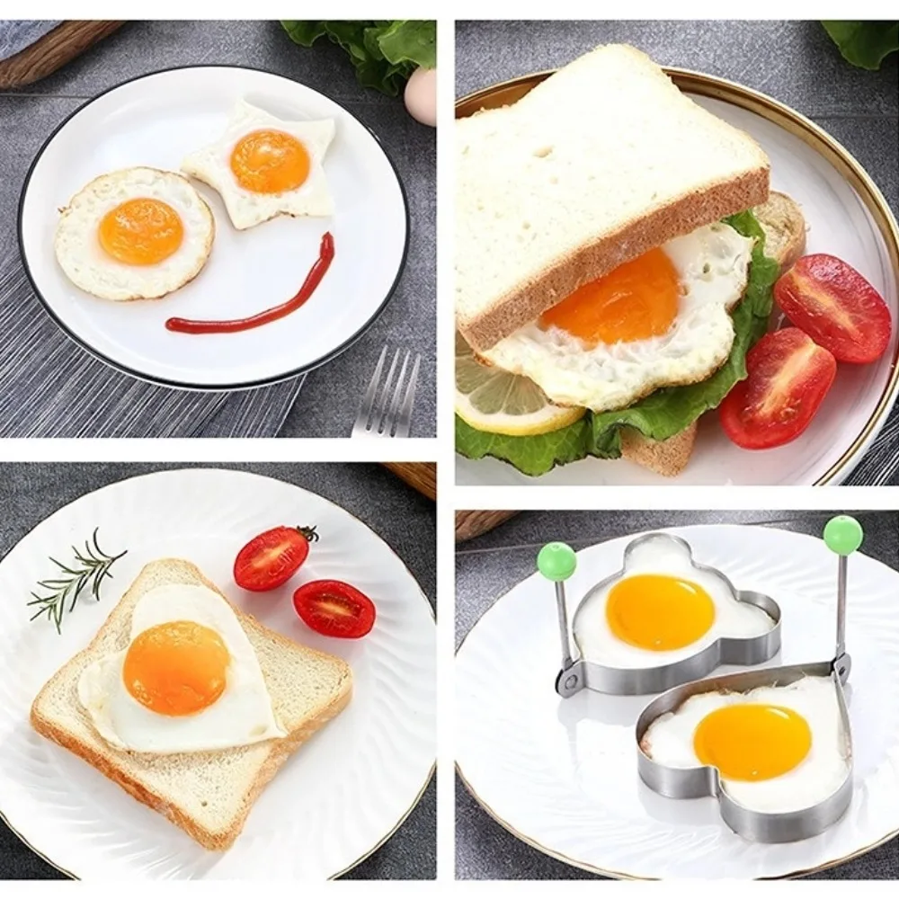 Hot Selling Creative Stainless Steel Heart Shape Egg Ring Mold Cute Cartoon Fried Egg Poacher for Kids Breakfast Kitchen Gadget