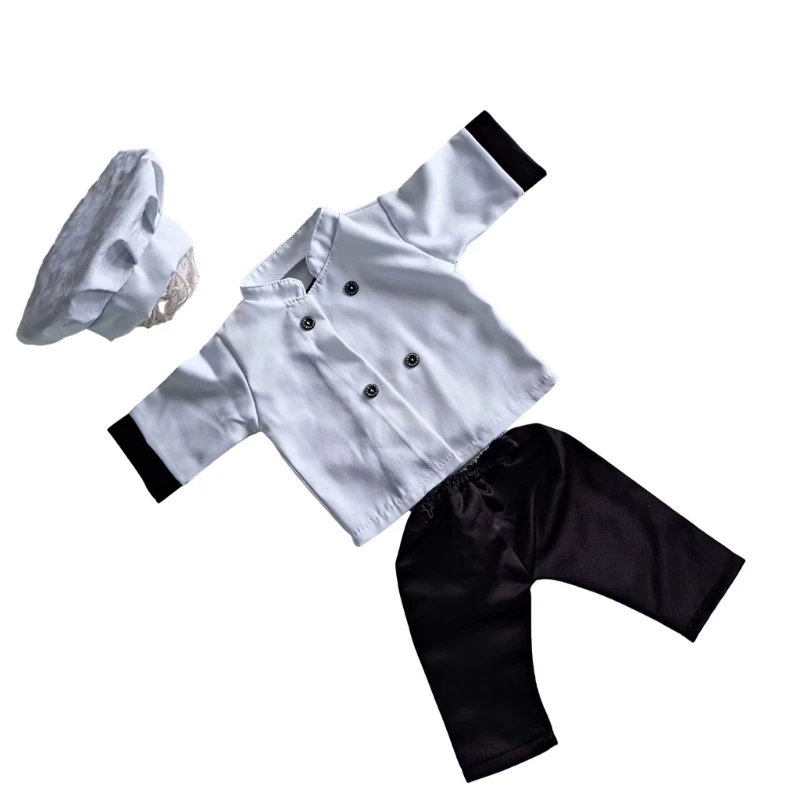 Newborn Cook Costume Hat Tops Pants Photo Shooting Clothes Photo Props 0-2Month Baby Photo Clothing for Boys Girls 3pcs