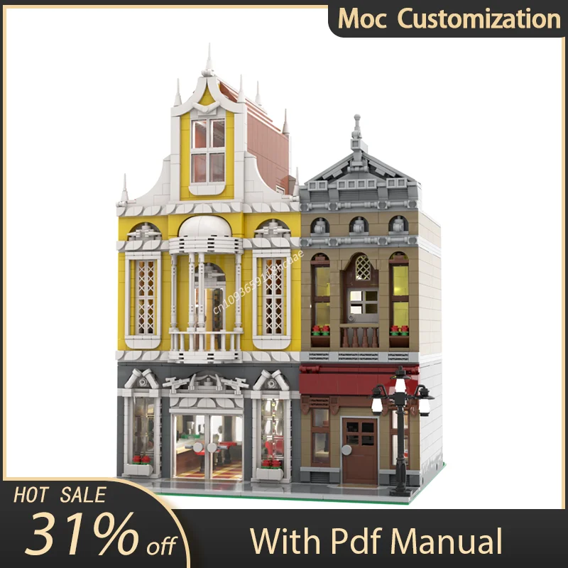 2903pcs Moc Modular Architecture Bar and Apartment Street View Building Blocks Set Assembly Bricks Toys Kids DIY Christmas Gifts