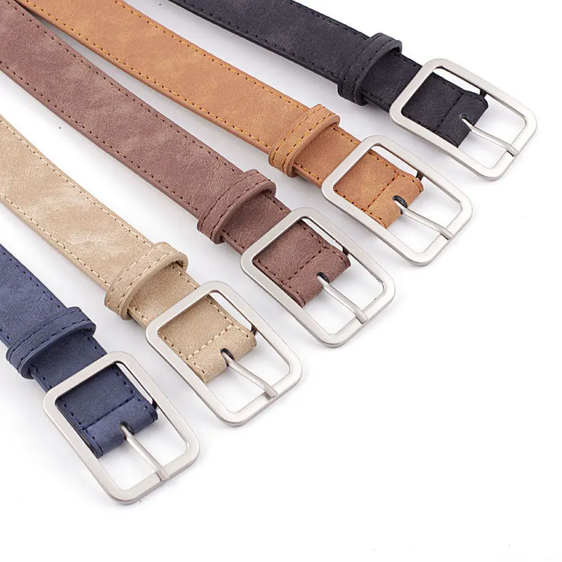 New Simple Versatile Women's Belts Square Buckle Imitation Leather Designer High Quality Waistband Fashion Vintage Student Belt