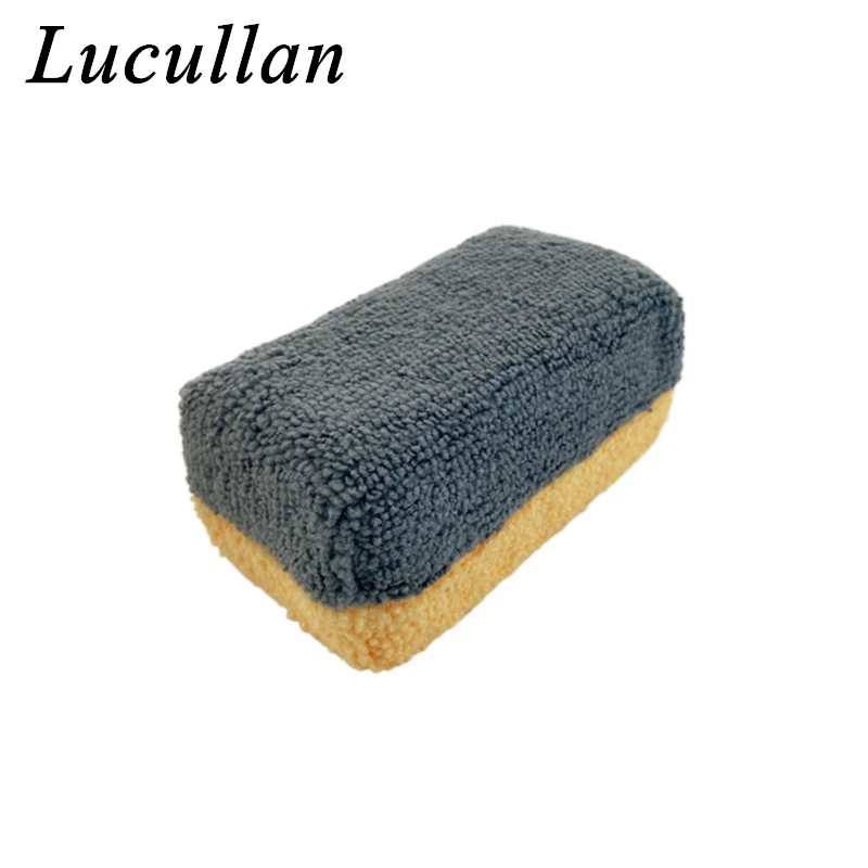 Lucullan Yellow/Gray Saver Applicator Ceramic Coating Sponge with Plastic Barrier Inside to Reduce Product Waste