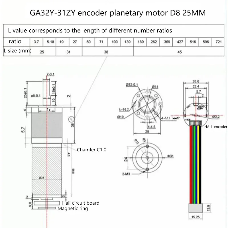 12V24V Mini DC 32-31ZY Miniature All-metal Planetary Gear Reducer Motor with Brush DC Low-speed Small Motor Large Torque Motor