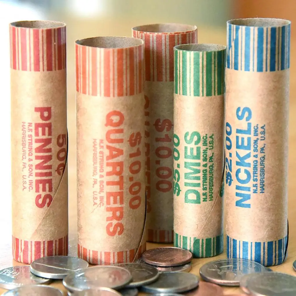 لفات مغلفة عملة مسبقة التشكيل ، لفات مشفرة ملونة متنوعة ، بنسات لمتاجر التجزئة البنوك ، 10 قطعة