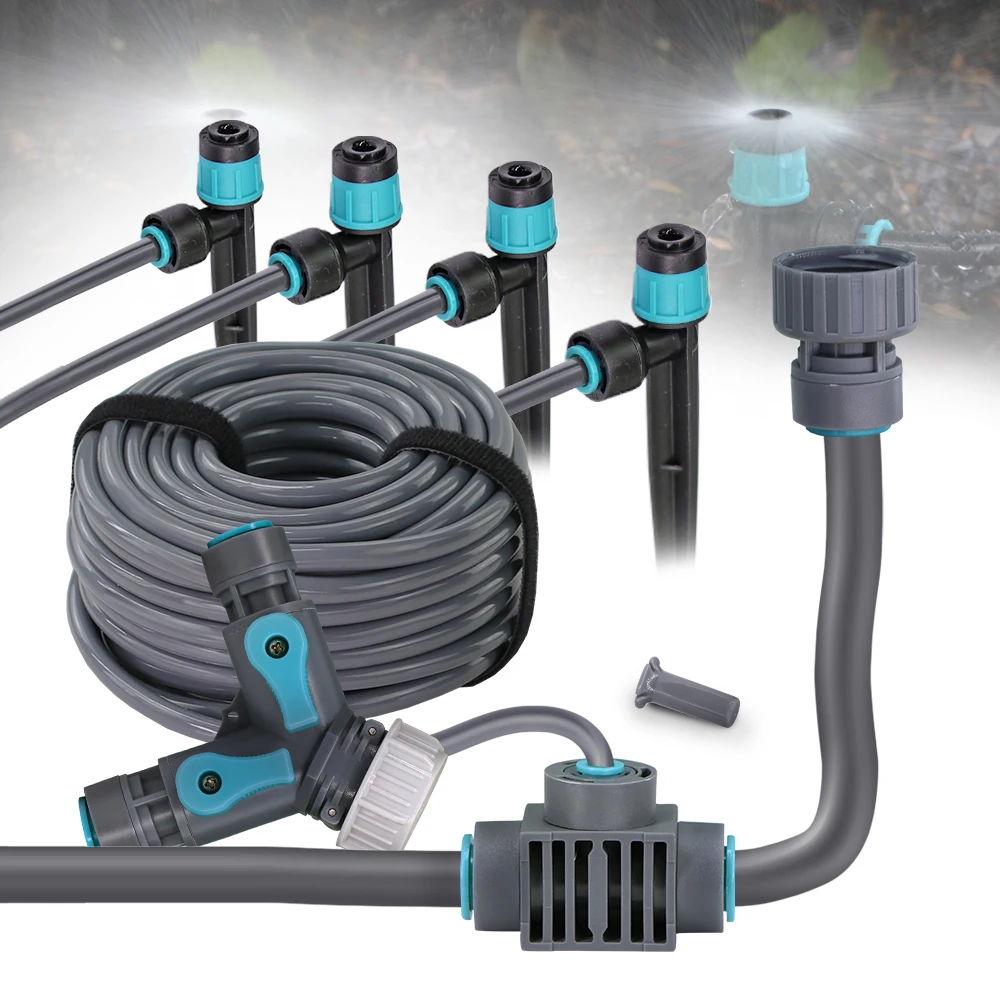 

Versatile 360° Sprinkler Garden Irrigation System - Adjustable Sprayers, 3/8" 1/4" PE Pipes, Quick Insert Sliding Lock Buckle