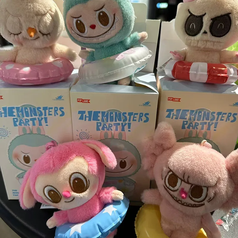 

POP MART THE MONSTERS Labubu Party Series: Плюшевый брелок-подвеска «Плавательный круг», милые игрушки-сюрпризы в закрытой упаковке