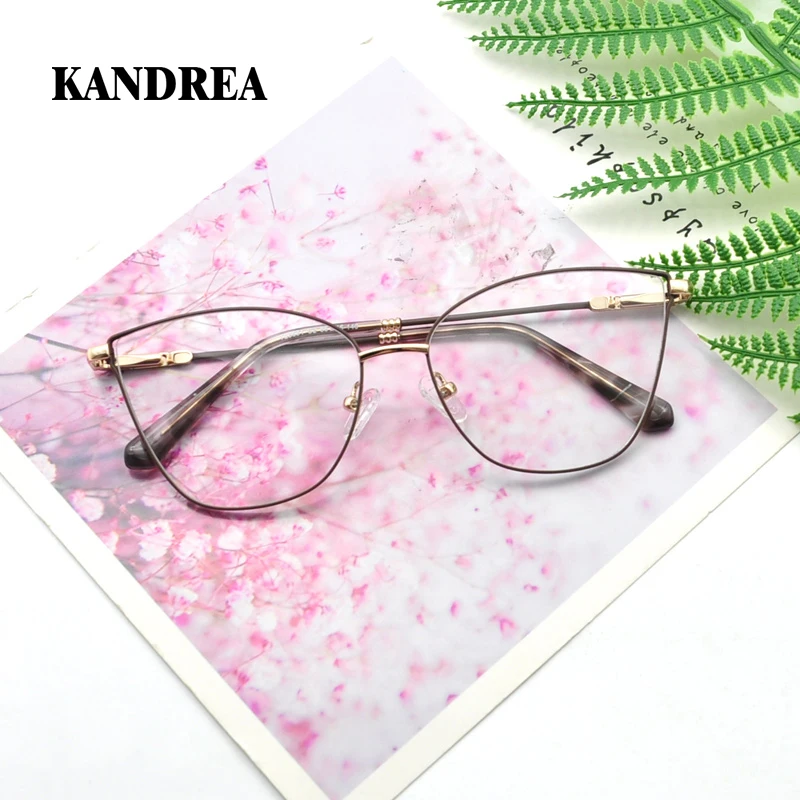 KANDREA Metal Cat Eye Glasses Frames Women Beautiful Optical Computer Eyewear Styish Retro Myopia Prescription Eyeglasses TL3631