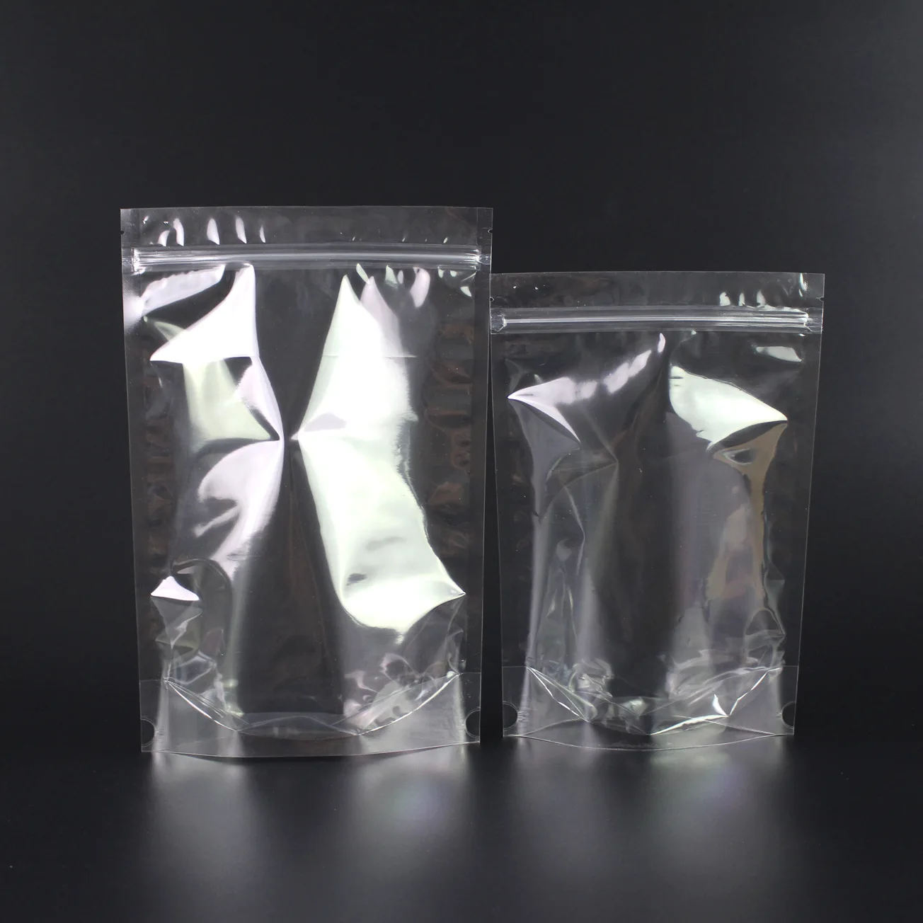 50pcs Transparent Clear Stand Up Plastic Bags With Zipper for Dried Fruit Storage/Candy/Snack/Nut/Grains/Tea packaging