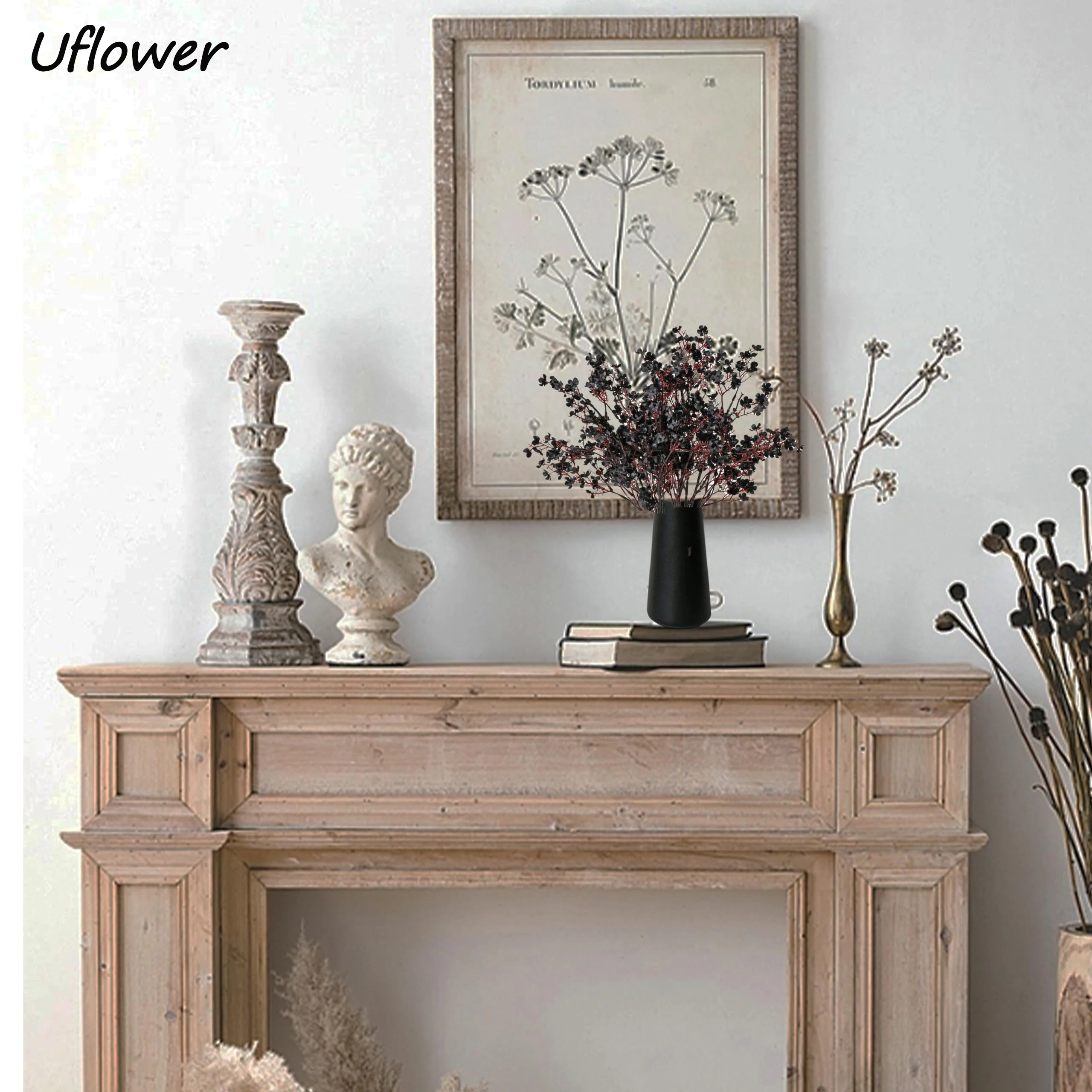 Black Artificial Flowers Cherry Blossoms Gypsophila Fake Plants DIY Wedding Bouquet Vases for Home Decor Faux Christmas Branch