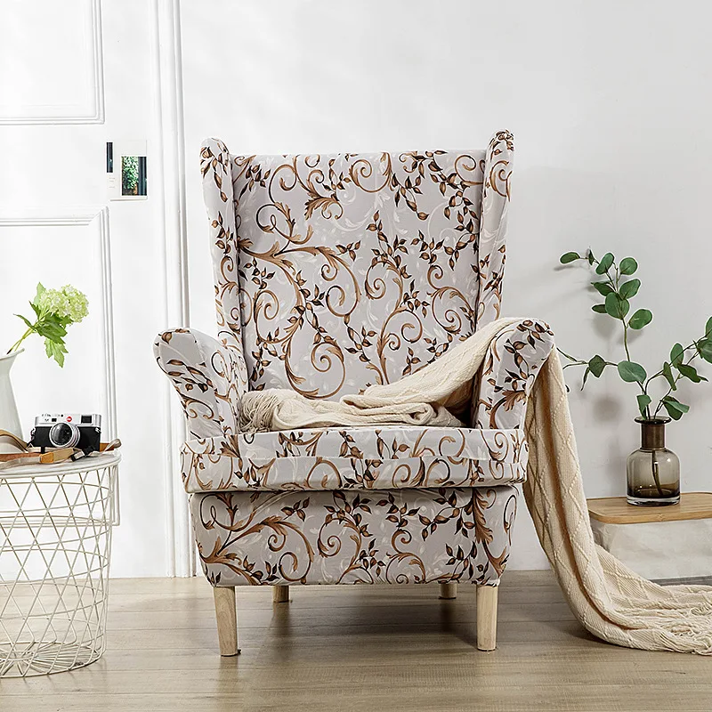 Imagem -04 - Floral Wing Chair Slipcover Elastano Stretch King Back Poltrona Covers Antiderrapante Relaxe Sofá Almofada do Assento